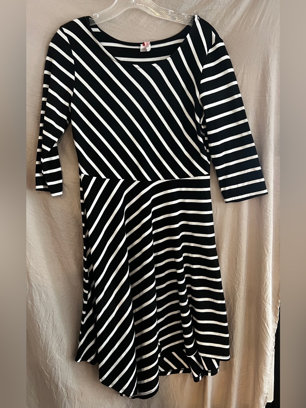 Black & White Striped Fit-and-Flare Dress